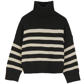 Skall Studio Silene T-neck Strik, Black/Sand Stripe